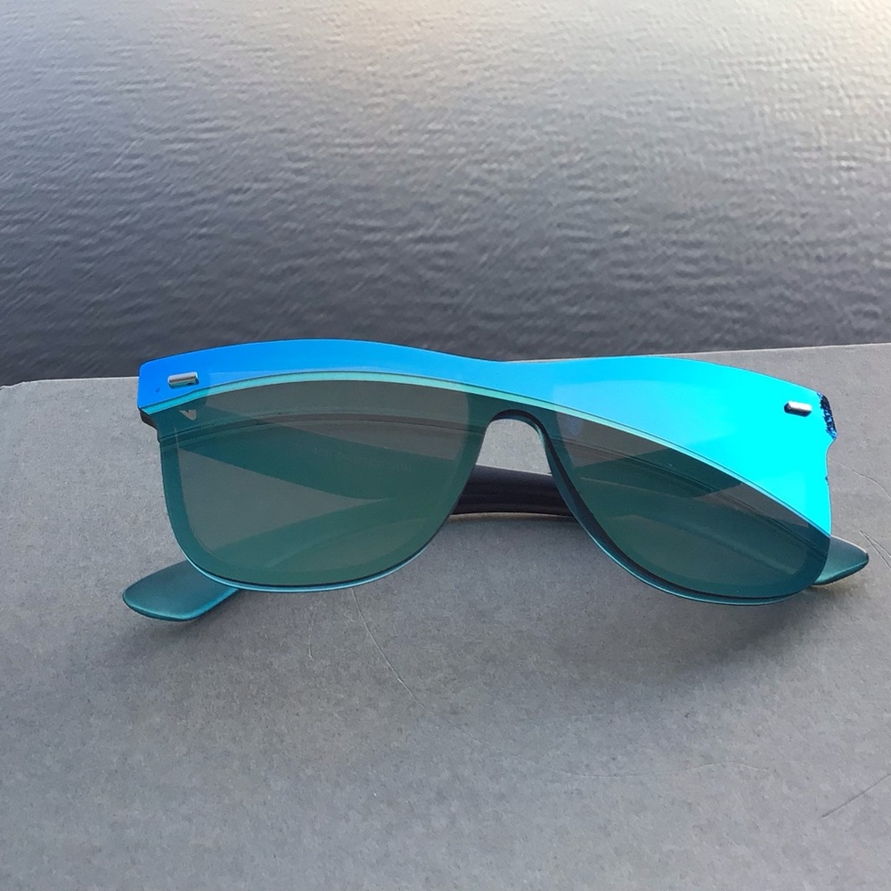 Kush High Profile Sunglasses Blue Mirrored Transparent Lens